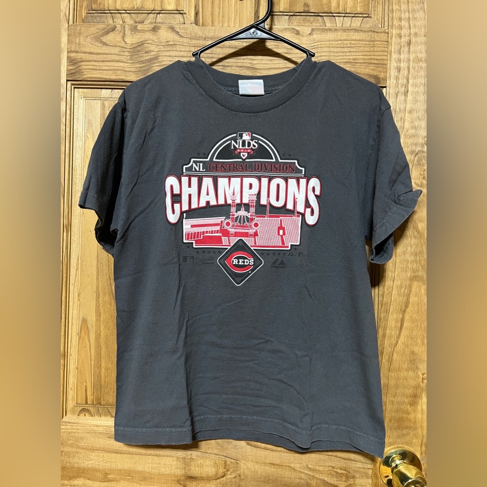 2010 Cincinnati Reds Baseball Championship Short Sleeve Grey Tshirt Mens Size M